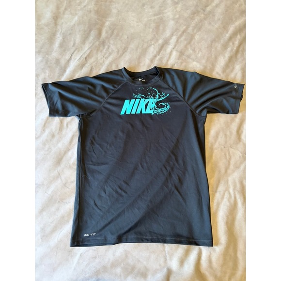 Nike Other - Nike Dri-FIT Mens Medium Black Teal Splash Graphic Training Shirt Raglan Sleeve